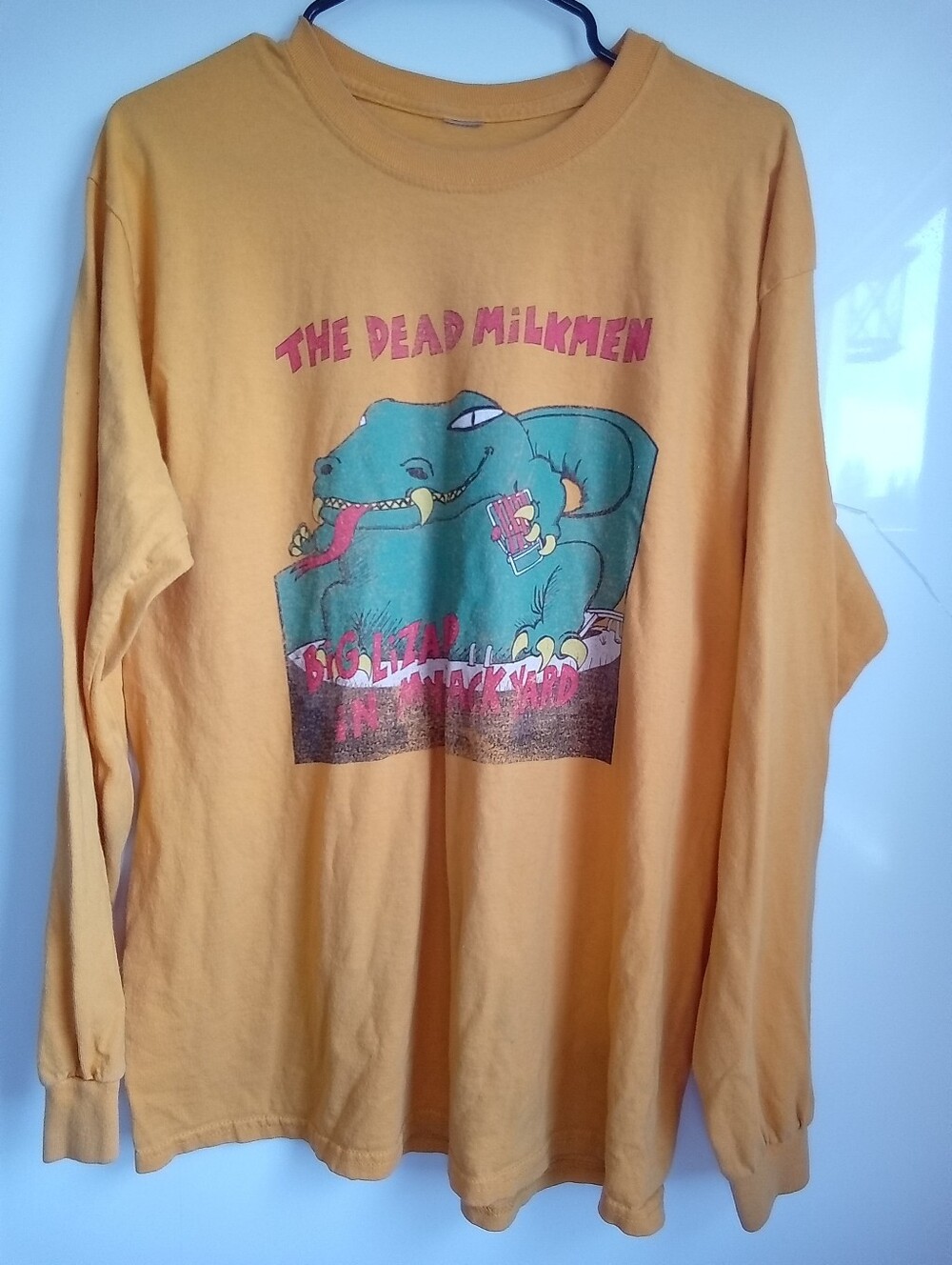 The Dead Milkmen "Big Lizard" Yellow Long Sleeve Graphic Tee - Picture 3 of 8